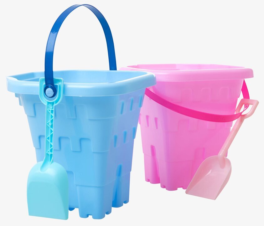 Sandset 2-Delar från Rice med färgglada hinkar och spadar