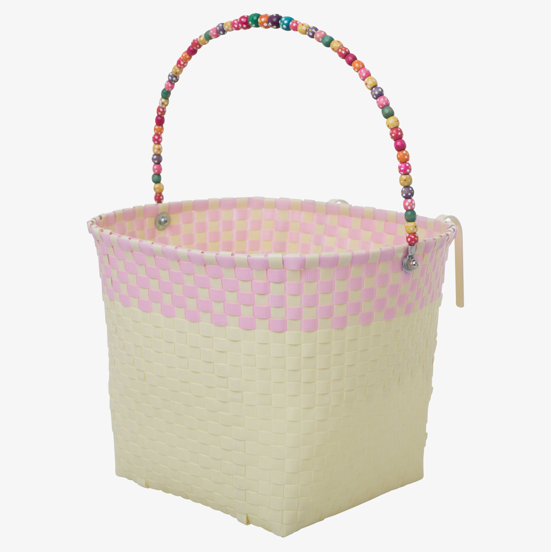 Cykelkorg Pastellgul/Rosa från Rice med färgglada detaljer