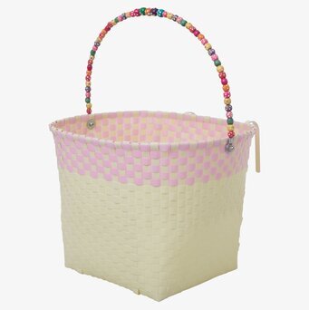 Cykelkorg Pastellgul/Rosa från Rice med färgglada detaljer