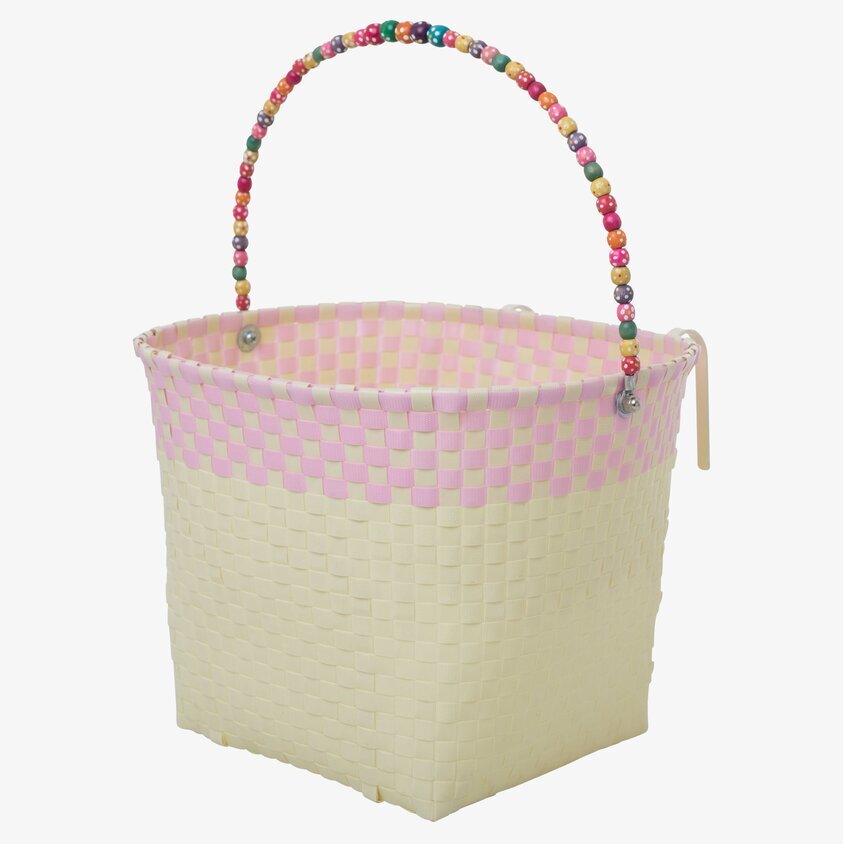 Cykelkorg Pastellgul/Rosa från Rice med färgglada detaljer