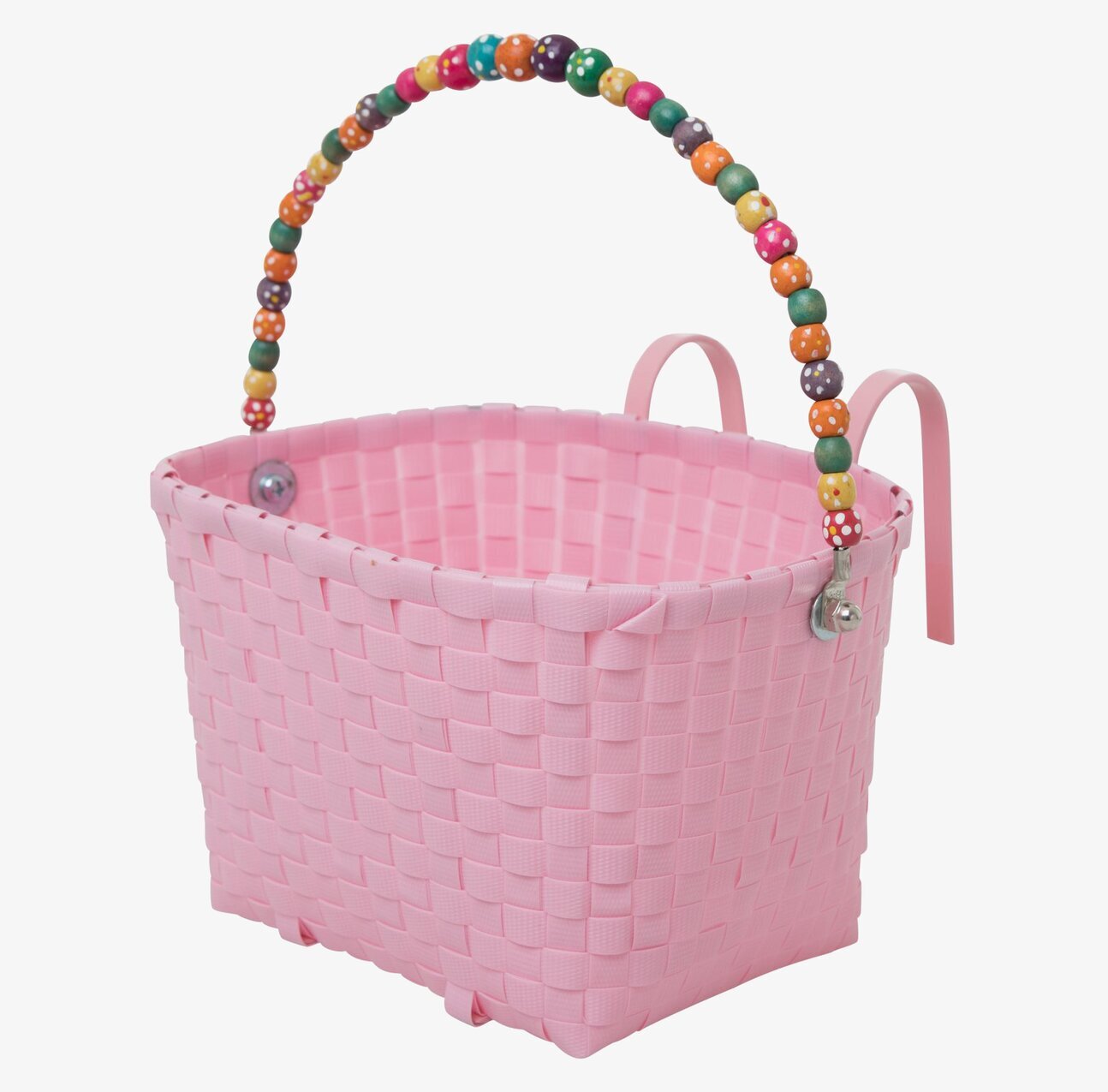 Cykelkorg Junior Rosa från Rice med färgglada kulor
