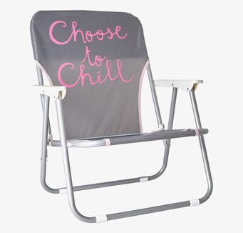 Strandstol - Choose To Chill från Rice med grå och rosa detaljer