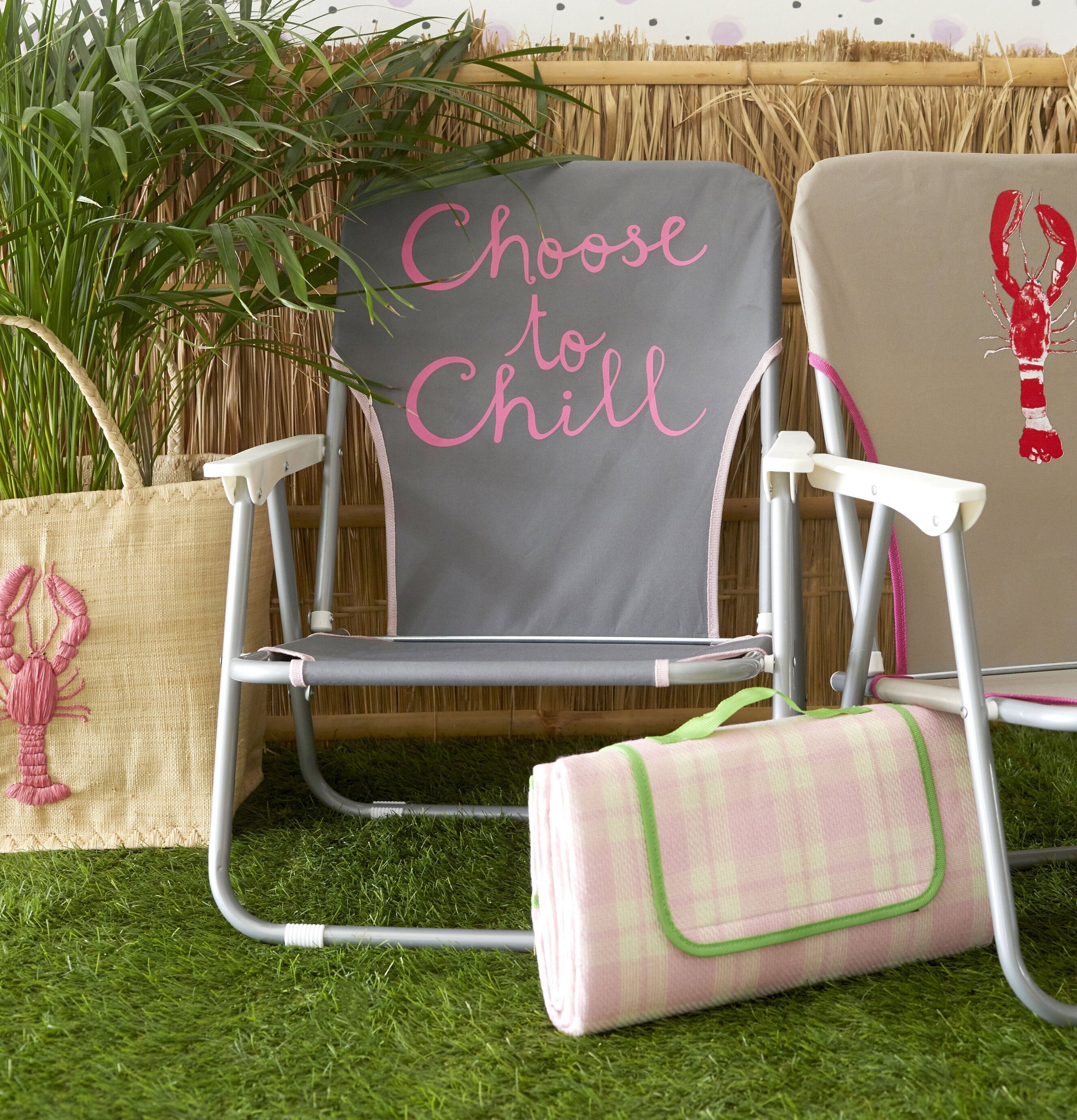 Picknickfilt Ljusrosa/Creme från Rice med grön rem