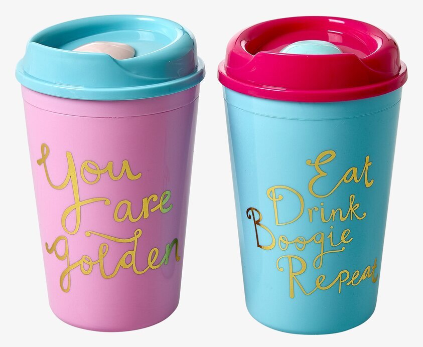 Två färgglada Thermomugg Rice från varumärket Rice