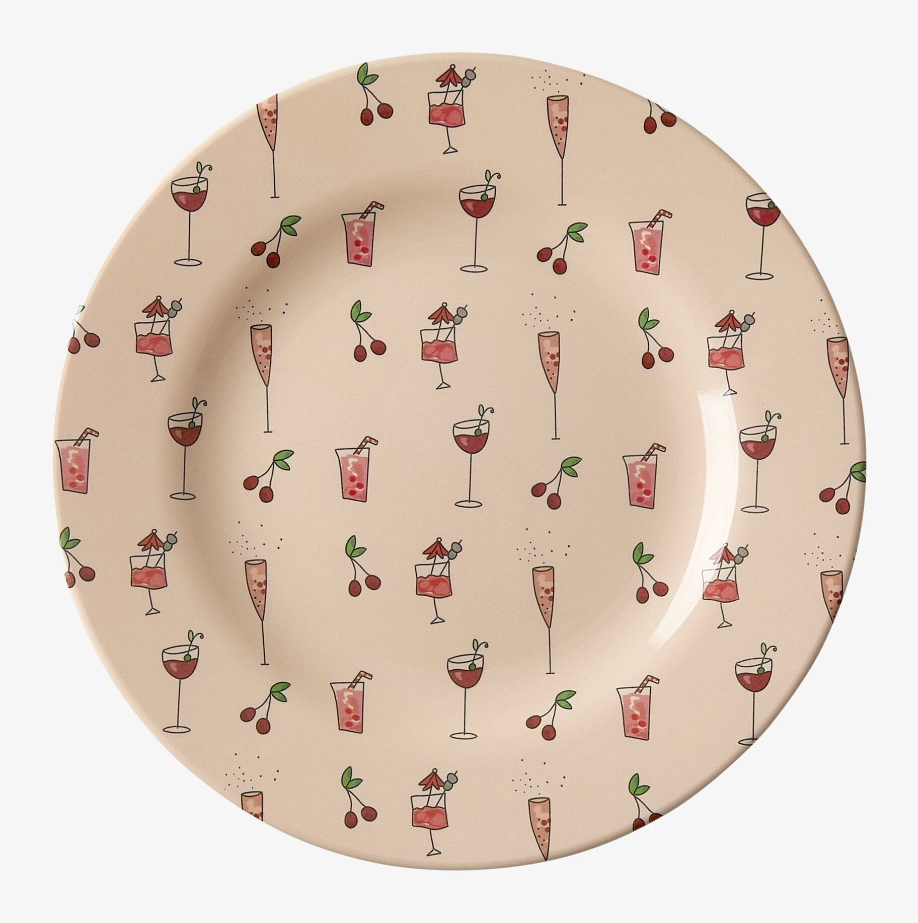 Tallrik Pink Cocktail Print från Rice med festliga drinkmotiv