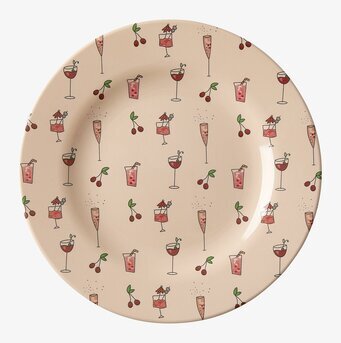Tallrik Pink Cocktail Print från Rice med festliga drinkmotiv