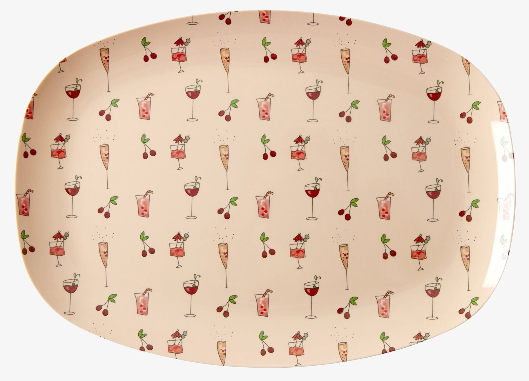 Tallrik Pink Cocktail Print från Rice med cocktailmönster