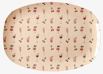 Tallrik Pink Cocktail Print från Rice med cocktailmönster