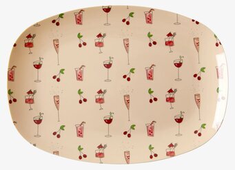 Liten tallrik Pink Cocktail Print från varumärket Rice