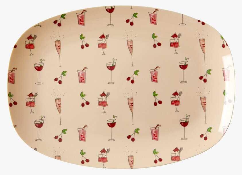 Liten tallrik Pink Cocktail Print från varumärket Rice