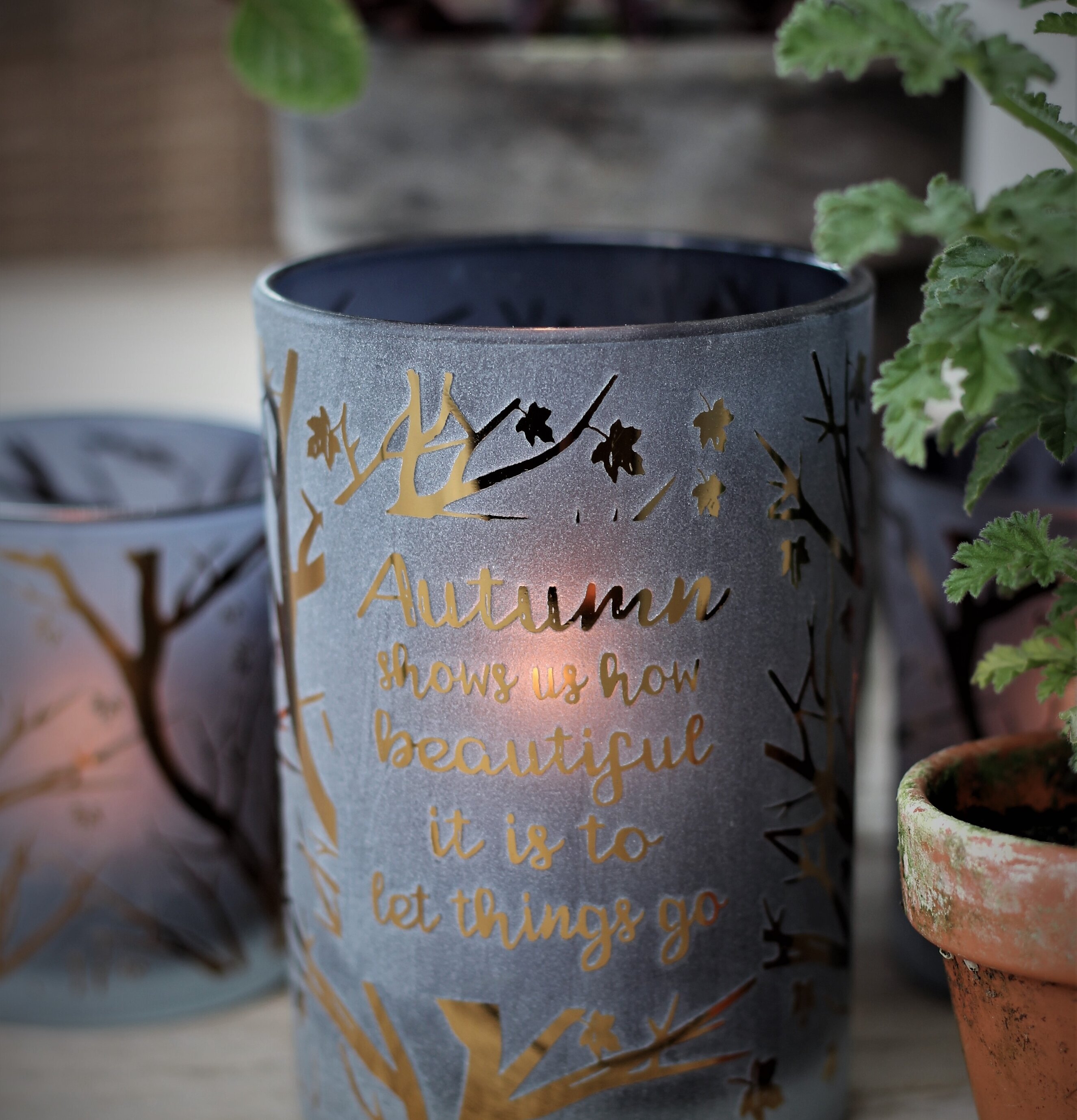 Ljuslykta Autumn Quote från Majas Cottage med höstmotiv