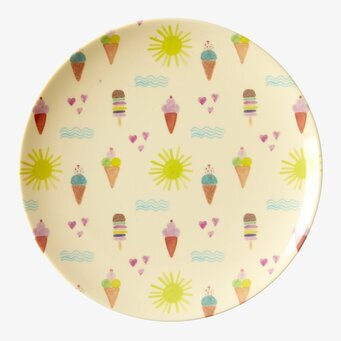 Desserttallrik Summer Print från Rice med färgglada glassmotiv