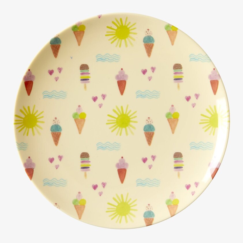 Desserttallrik Summer Print från Rice med färgglada glassmotiv