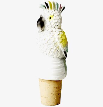 Flaskkork Kakadua från Rice med detaljrik kakadua-skulptur