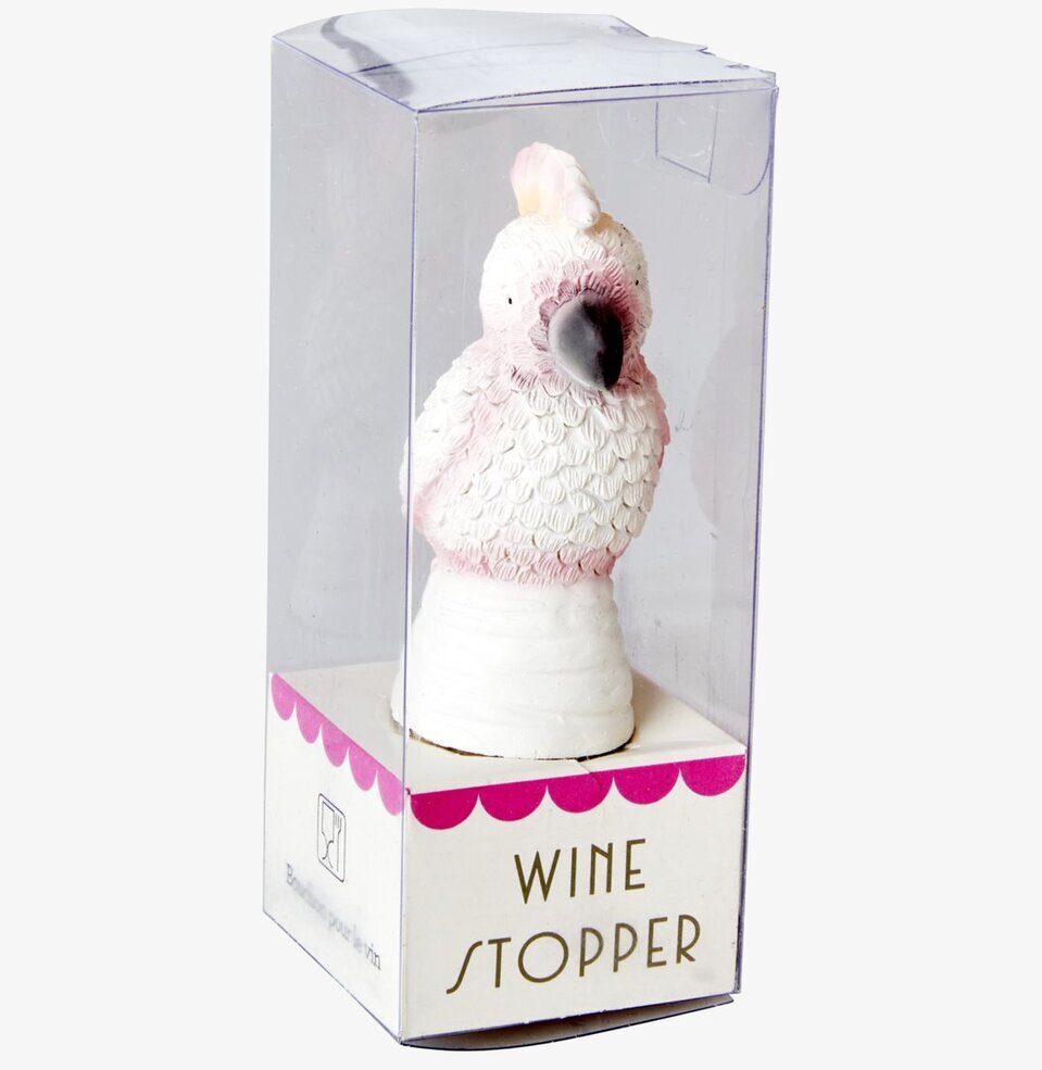 Flaskkork Kakadua från Rice med vit och rosa kakadua