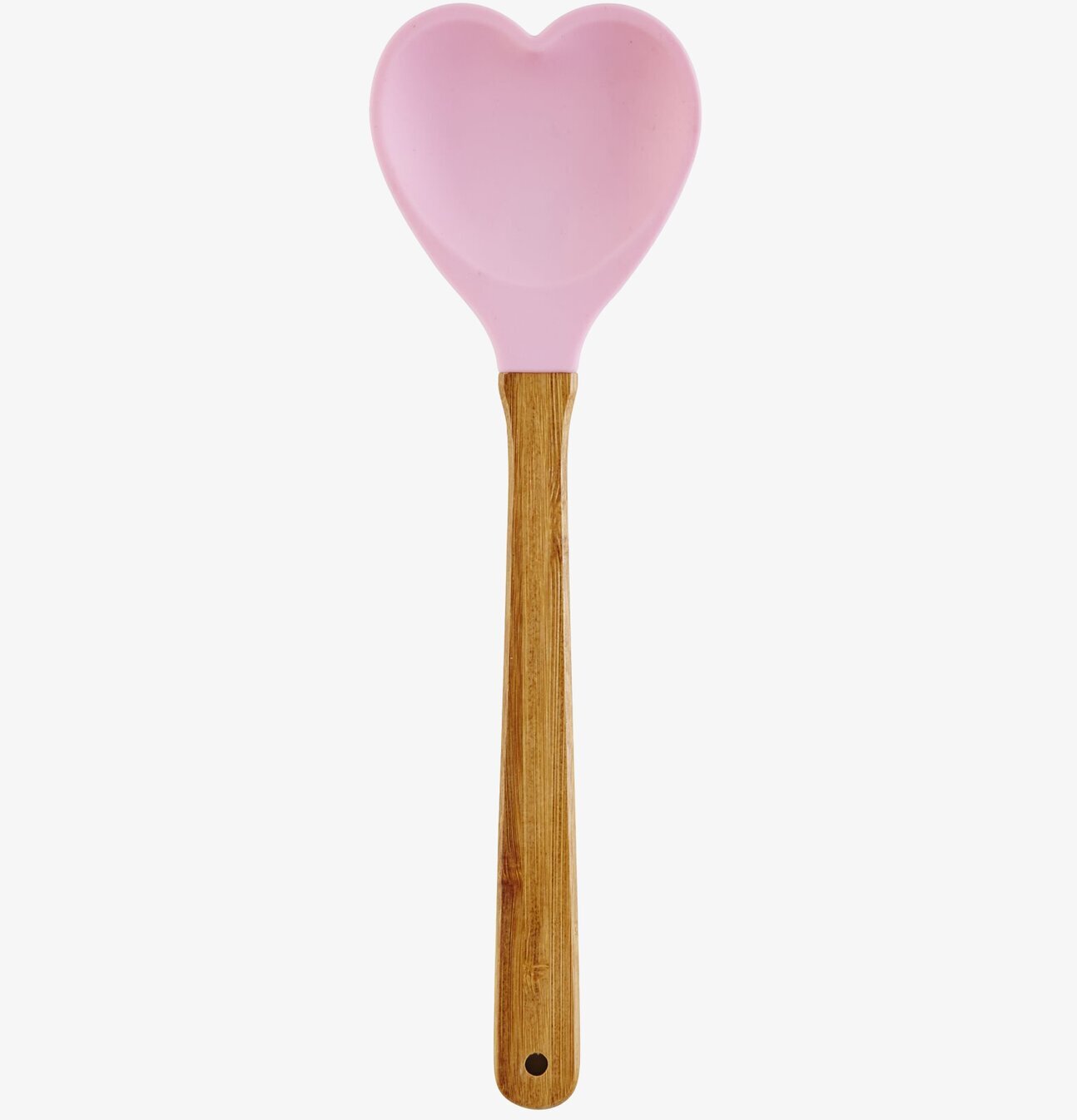 Hjärtformad Slev Silikon från Rice, rosa silikon och trä