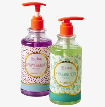 Diskmedel Lavendel från Rice i genomskinlig flaska med pump