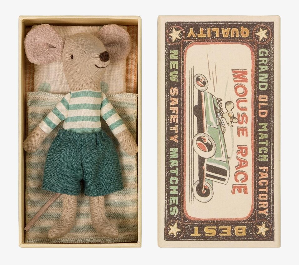 Big Brother Mouse In Box från Maileg i tändsticksask-låda