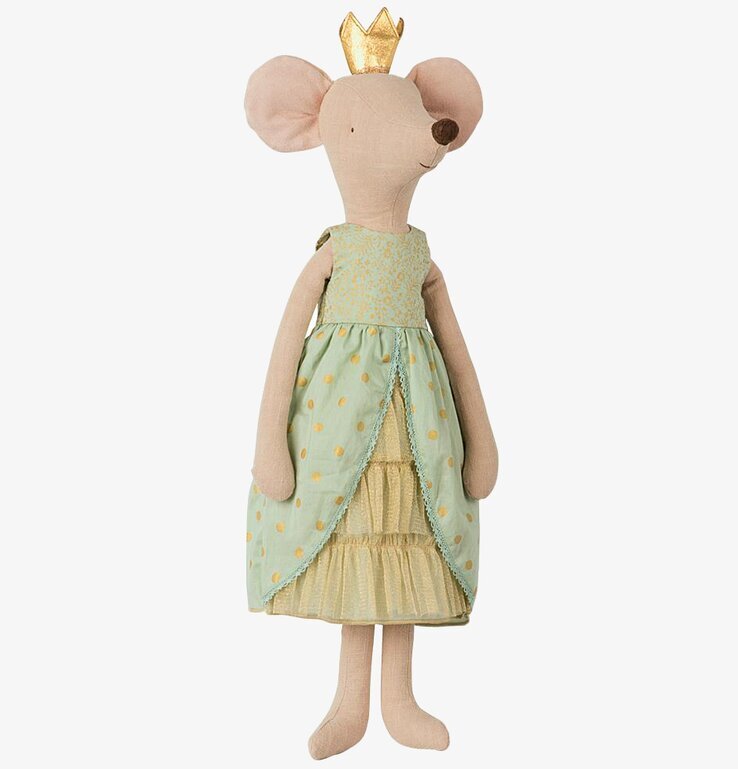 Princess Mouse Maxi från Maileg i grön klänning och krona