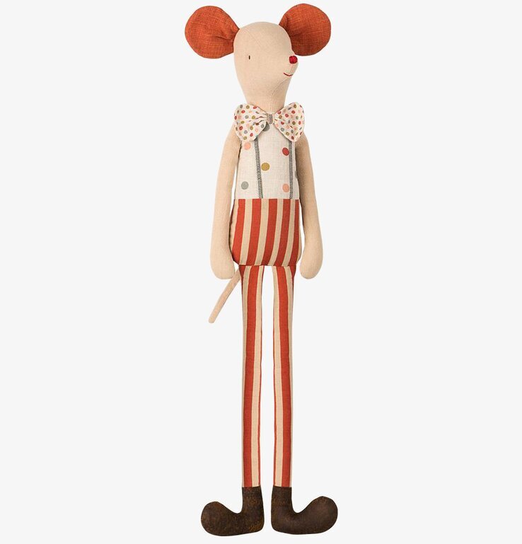 Circus Stilt Clown Maxi Mouse från Maileg, en färgglad mus
