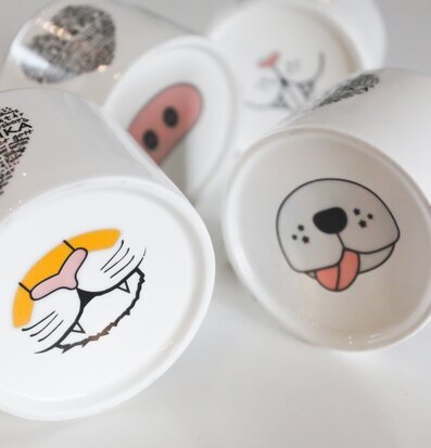 Minimuggar Kärlek & Fika från Majas Cottage på ljus yta