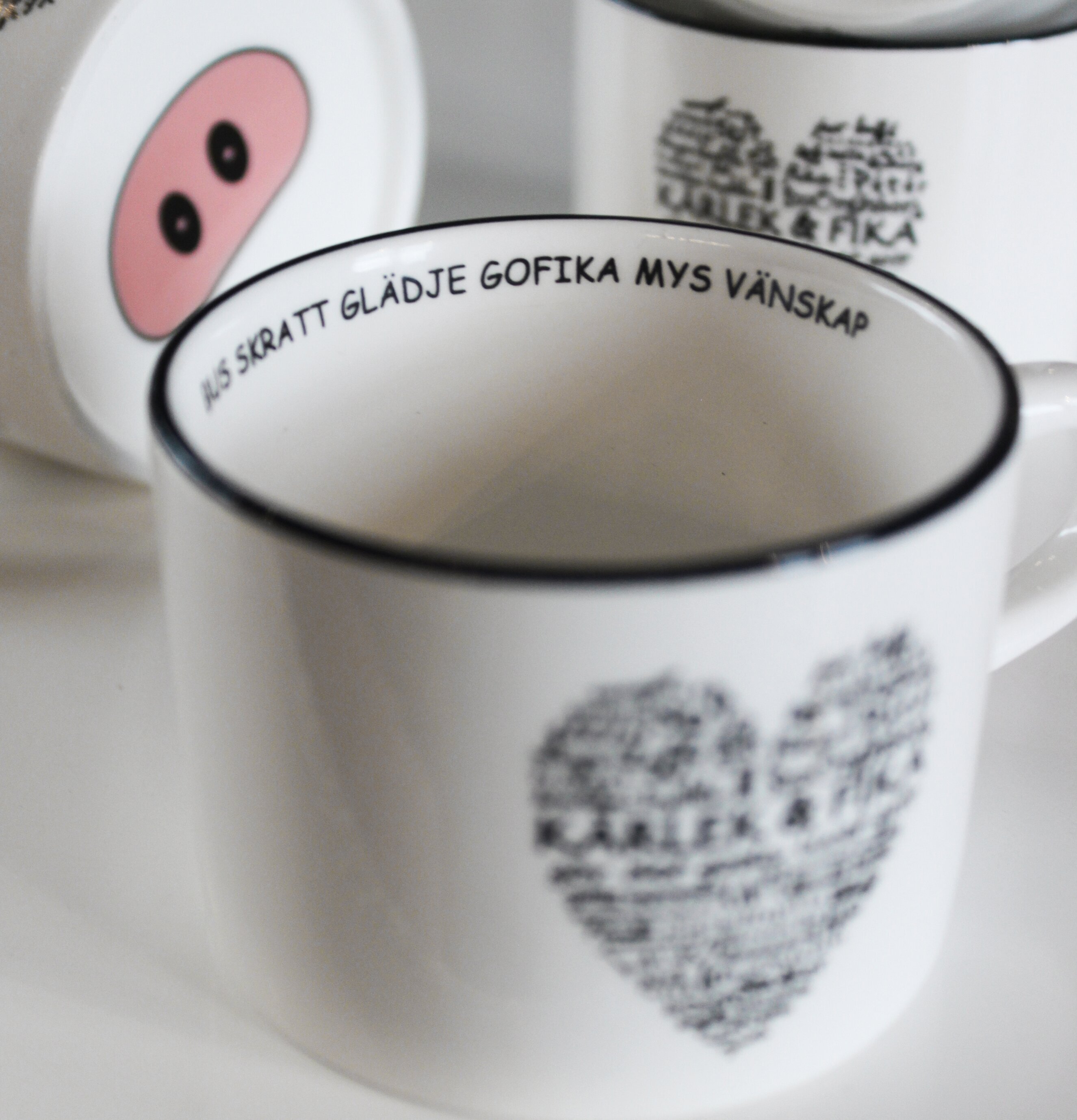 Minimuggar Kärlek & Fika från Majas Cottage med hjärtdesign