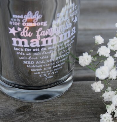 Ljuslykta Mamma Silver från Majas Cottage med ingraverad text