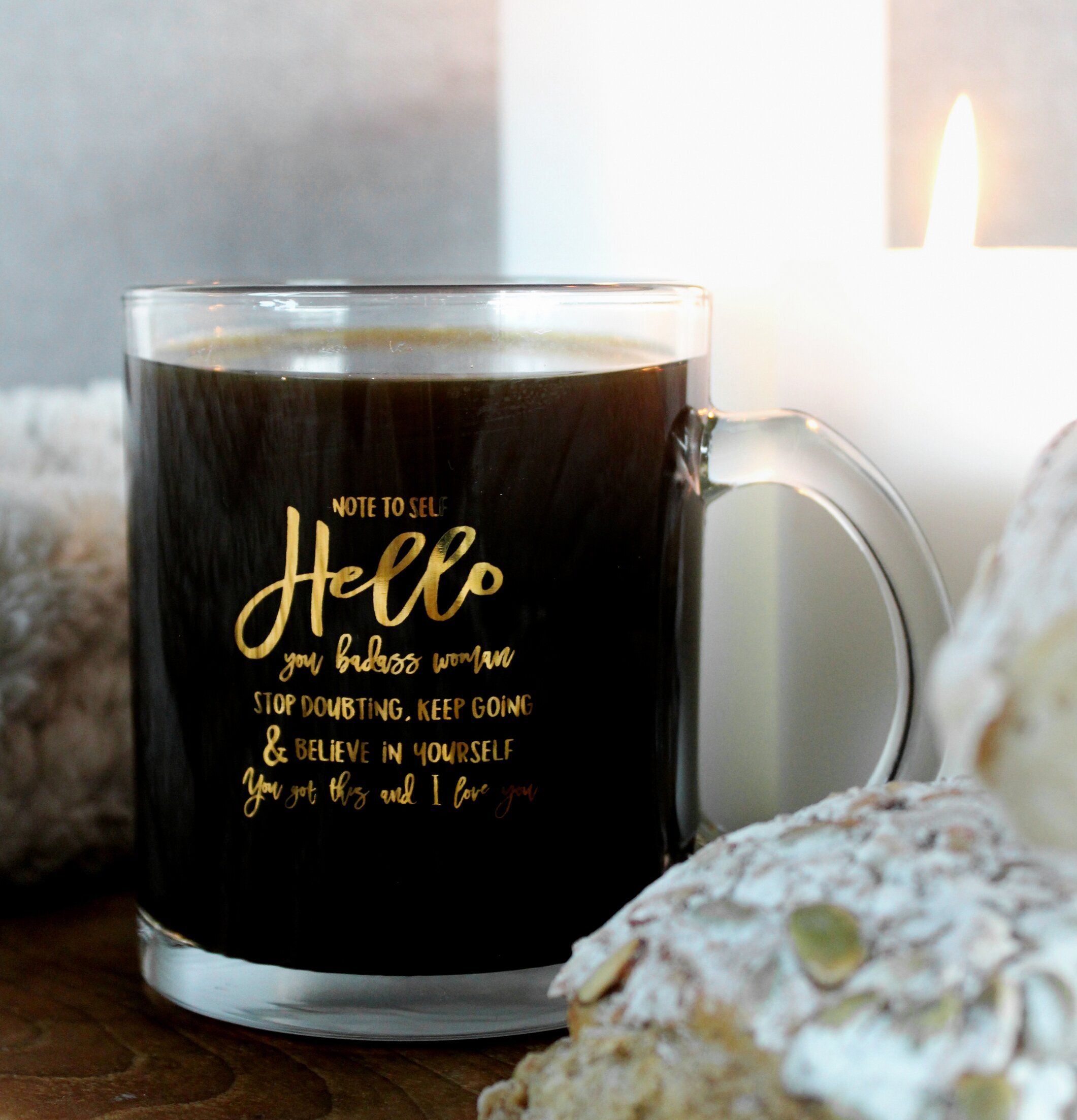 Glasmugg Note To Self från Majas Cottage med gyllene text