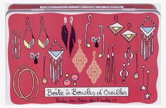 Bild av livfull plåtburk för örhängen i röd design