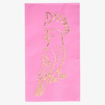 Lunchservetter Rosa från Rice med guldfolietryck papegoja