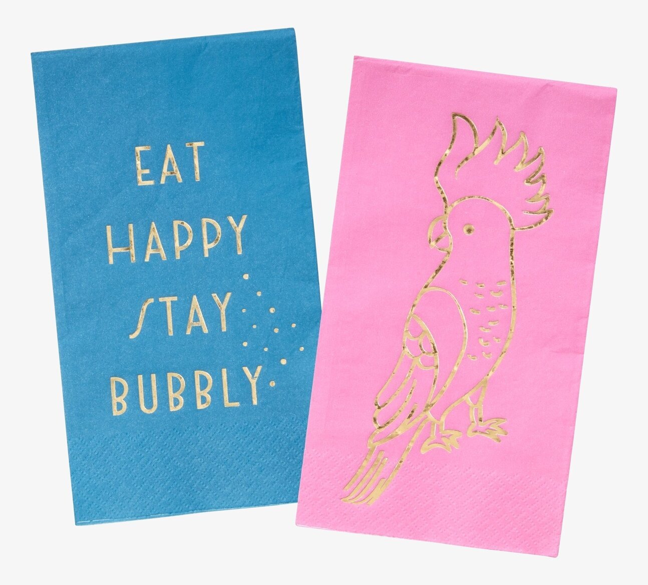 Lunchservetter Blå från Rice med text och kakadua motiv