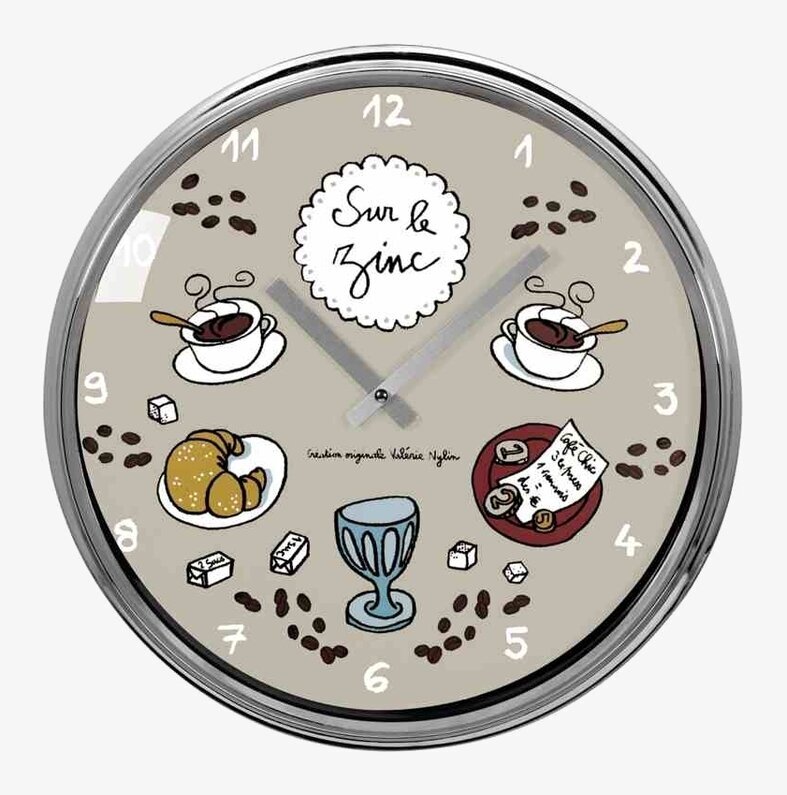 Klocka - Kafferep zink från Derriére la porte med kaffetema