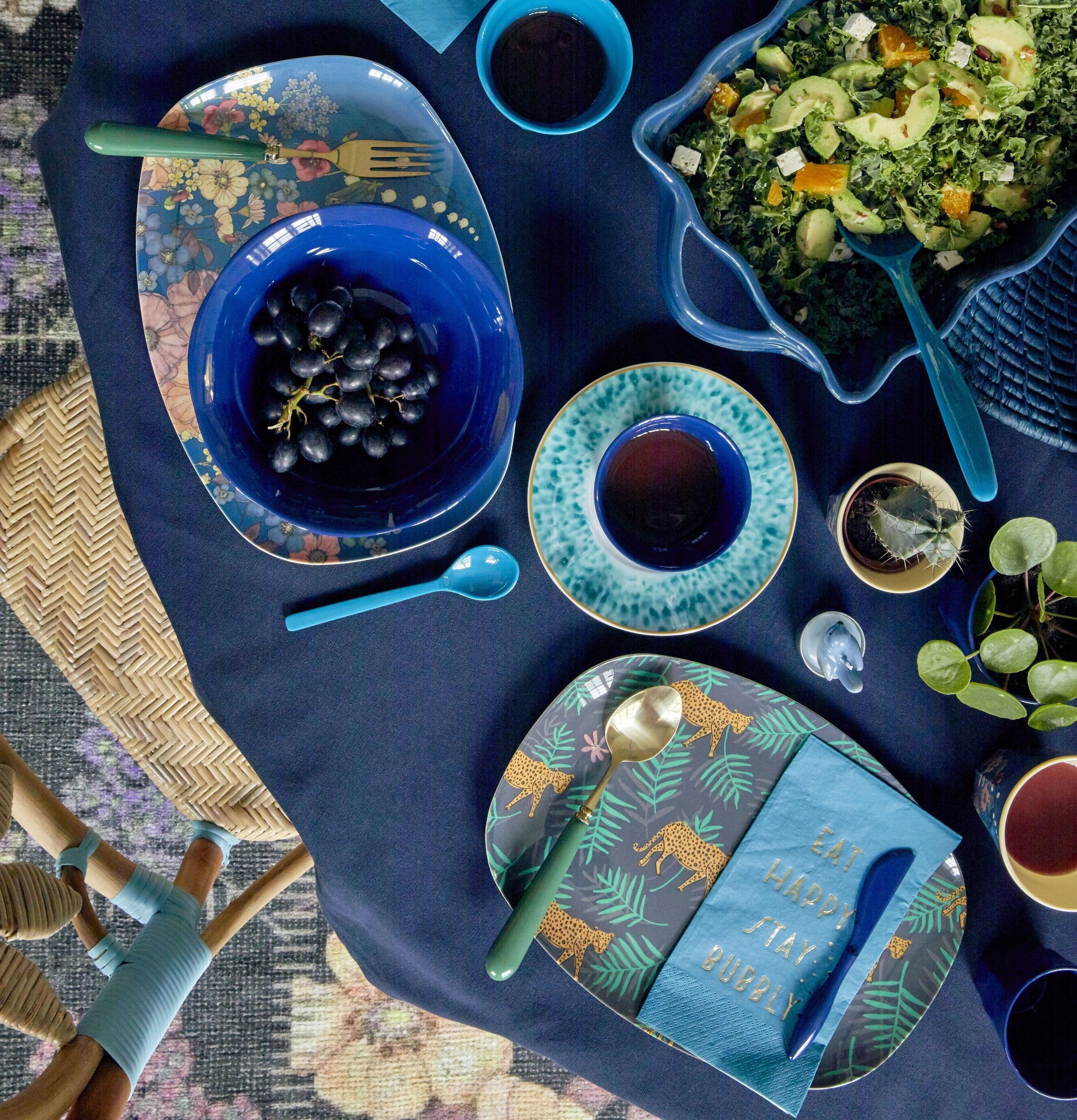 Lunchservetter Blå från Rice i färgrik och elegant dukning