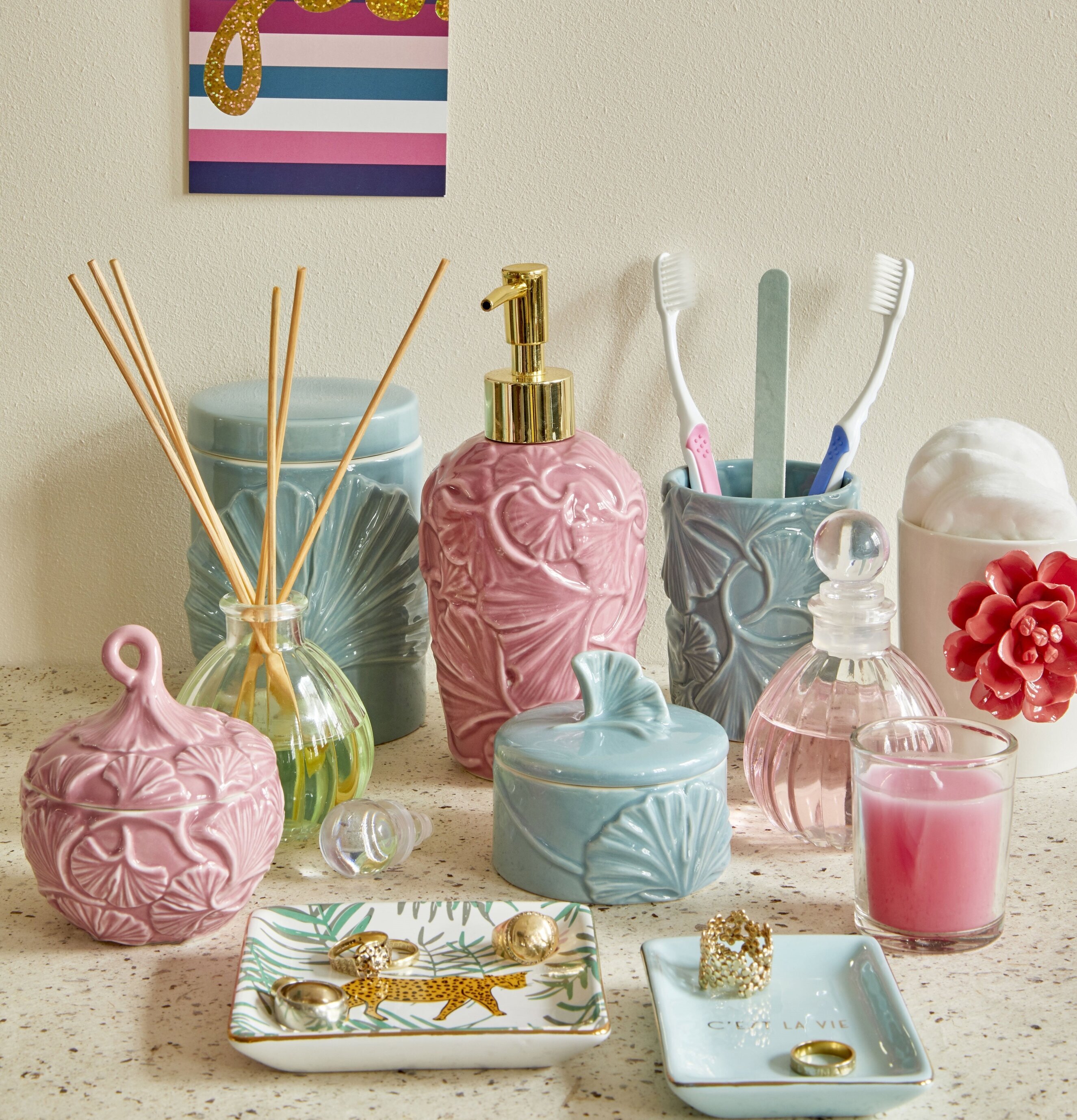 Förvaringsburk Med Lock från Rice i rosa och blå färger