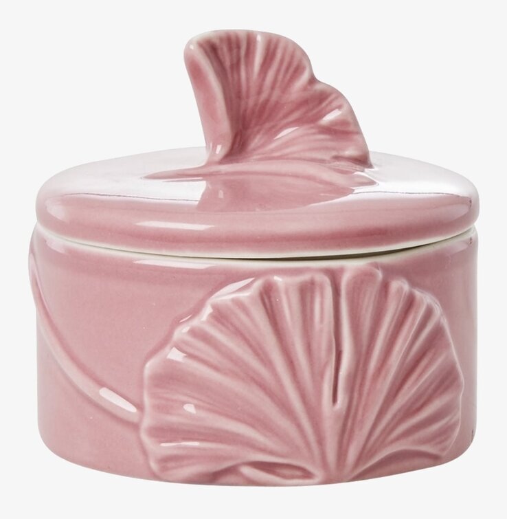 Förvaringsburk Med Lock från Rice i rosa med bladmönster