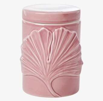 Förvaringsburk Med Lock från Rice i rosa med bladreliefmönster