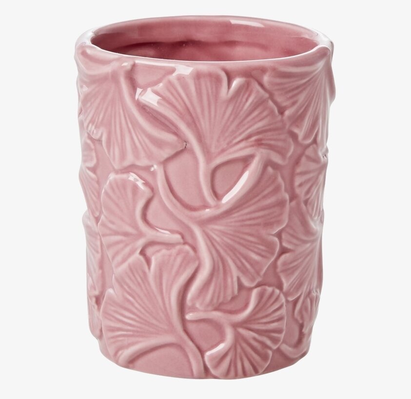 Tandborstmugg Dusty Pink från Rice med blommigt mönster