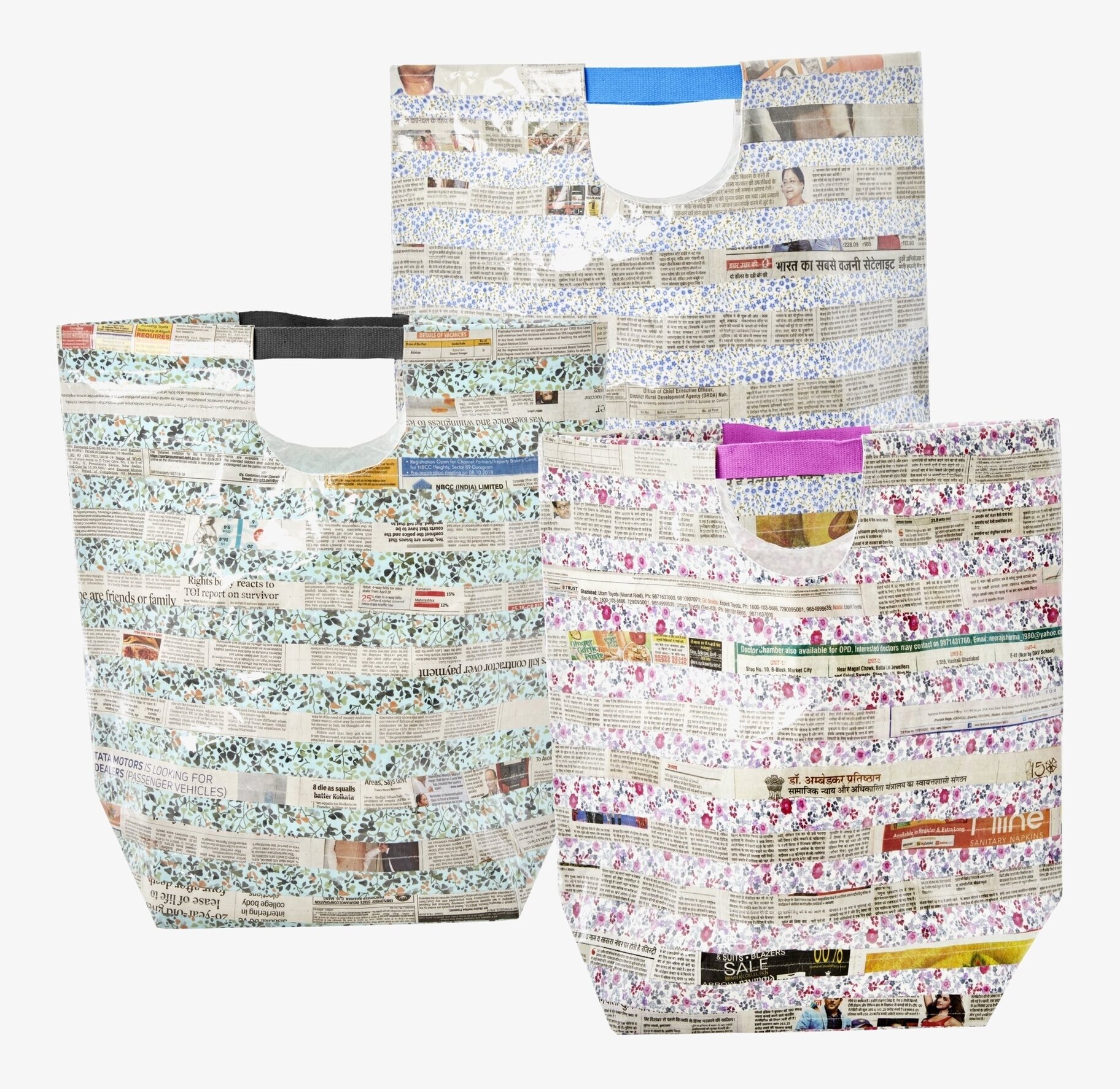 Newspaper Bag Special Project från Rice, tre varianter