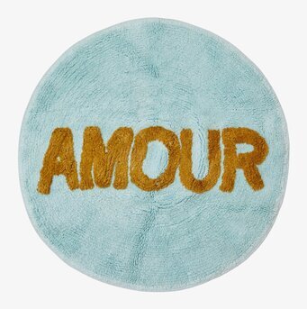 Tuftad Matta - Amour från Rice med turkos och senapsgul färg