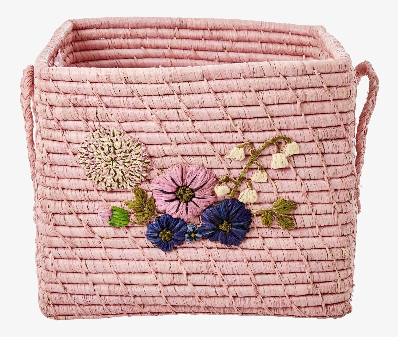 Förvaringskorg Flower Embroidery Blush från Rice i rosa nyans