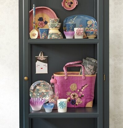 Shoppingväska Raffia Flower Embroidery Medium från Rice