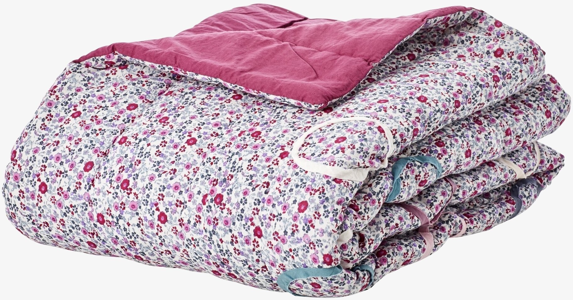 Bomullsfilt Small Flower Print Plum från Rice, vikt och visad