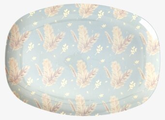 Tallrik Feather Print från Rice med fjäderdesign i melamin