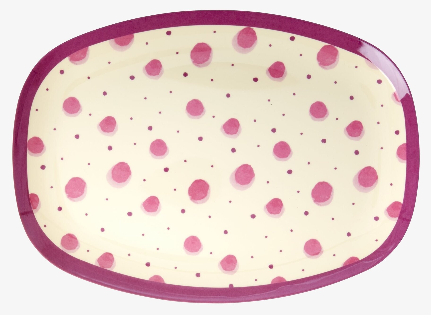 Tallrik Pink Watercolor Splash Print från Rice med rosa prickar