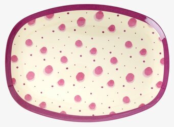 Tallrik Pink Watercolor Splash Print från Rice med rosa prickar