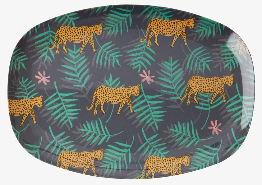 Tallrik Leopard & Leaves Print från Rice med leopardmönster