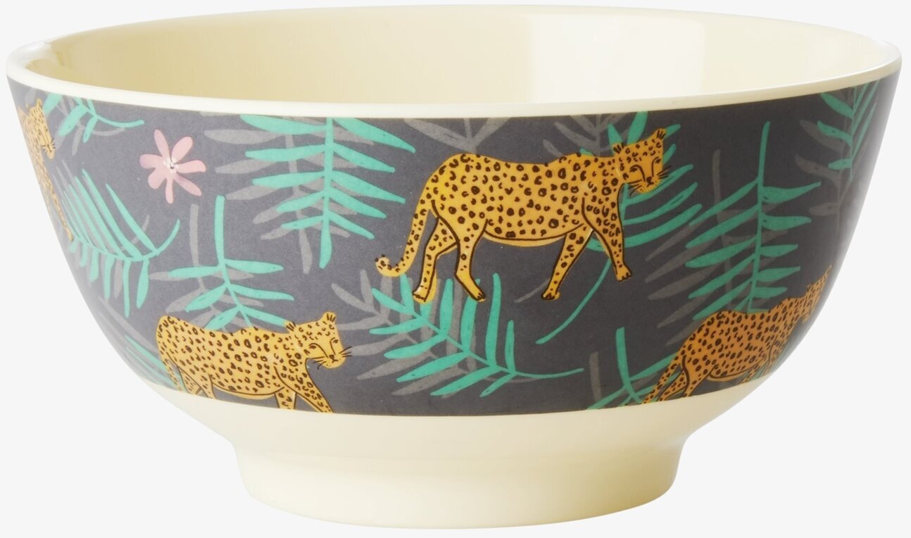 Skål Leopard & Leaves Print från Rice med tropiskt mönster