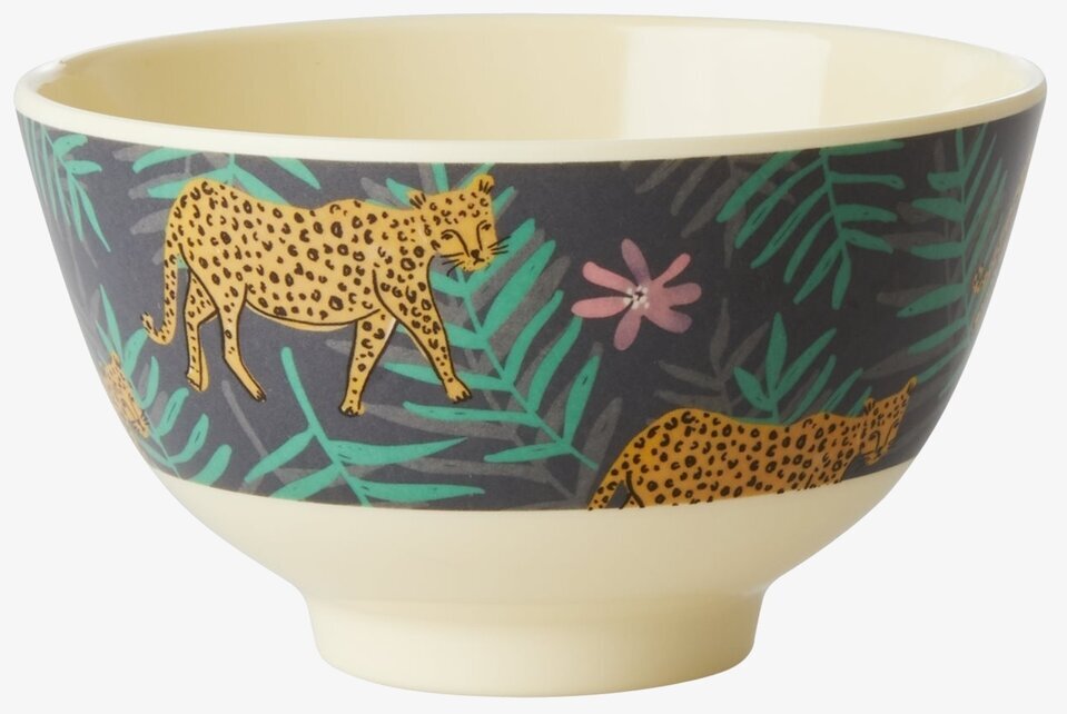 Liten Skål Leopard & Leaves Print från Rice i färgglatt mönster