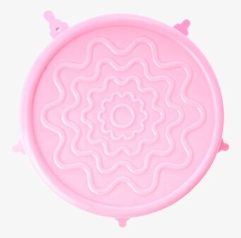 Silikonlock Melaminskål från Rice i rosa, på vit bakgrund