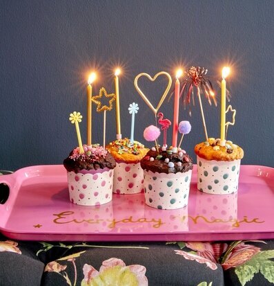 Bricka Melamin Everyday Magic Bakform Watercolor Splash Print Tårtljus Pink Blue Rice Serveringsbrickor Brickset Serveringsfat Dekorera